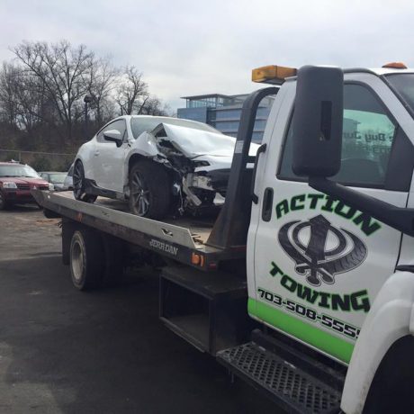 Action Towing, a northern Virginia towing company handling an Accident towing service call